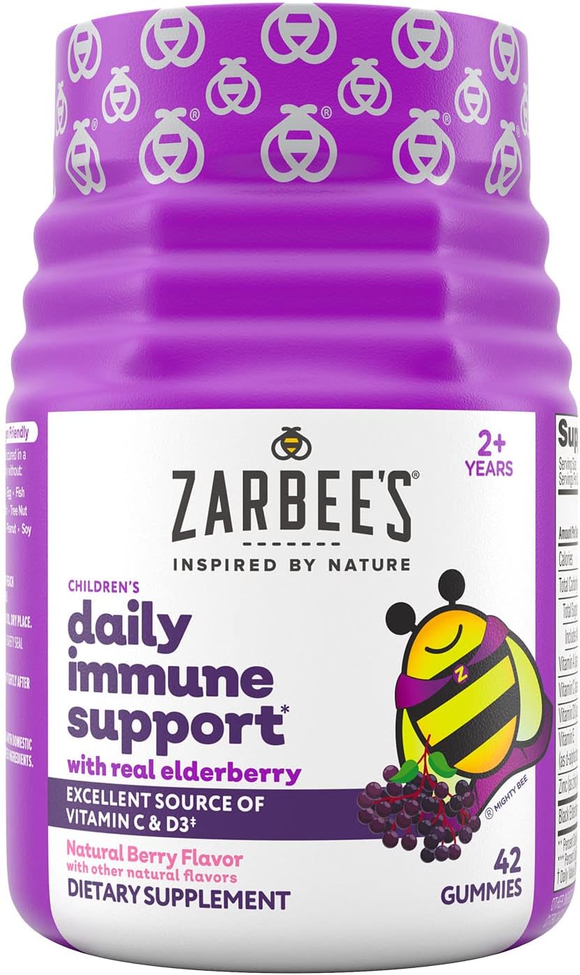 Zarbee's Elderberry Gummies for Kids with Vitamin C  42 Count