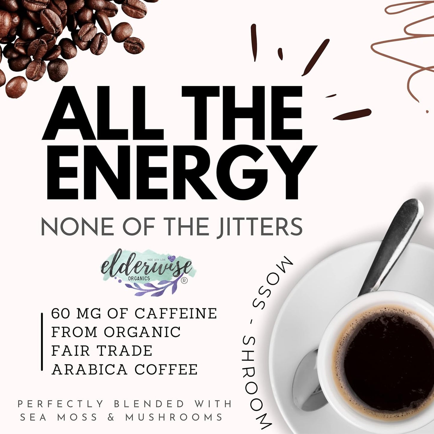 Elderwise Organics Coffee with Mushrooms & Sea Moss -24 Servings