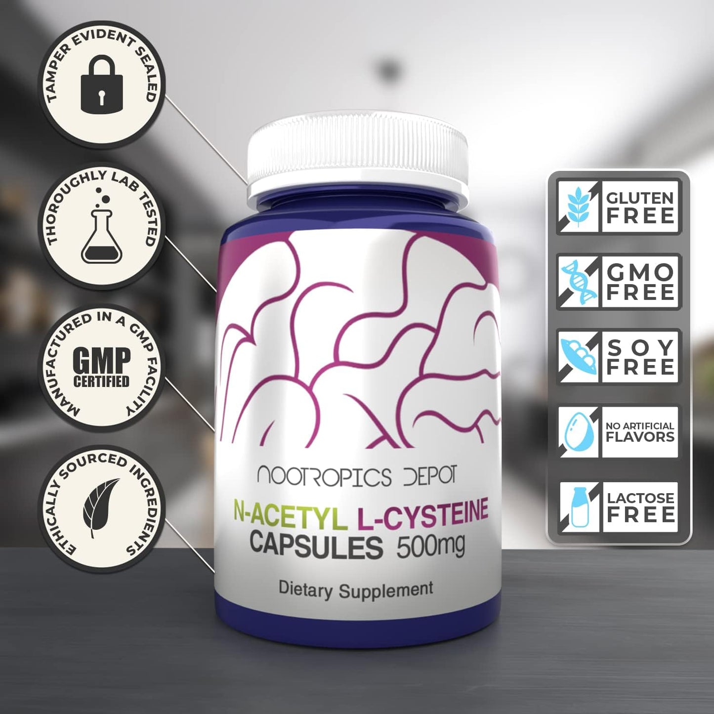 Nootropics Depot N-Acetyl L-Cysteine 60 Capsules