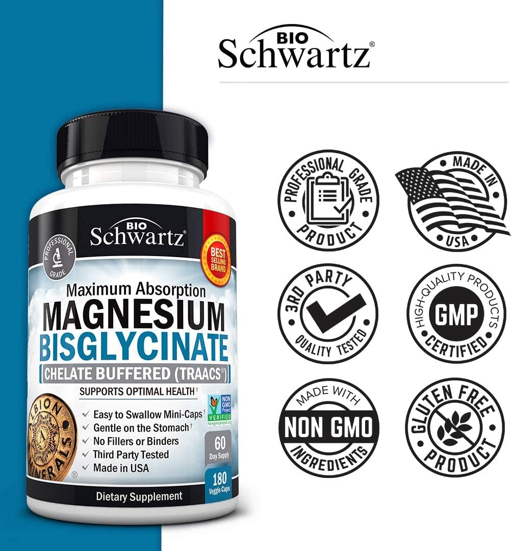 Magnesium Bisglycinate 100% Chelate No-Laxative Effect