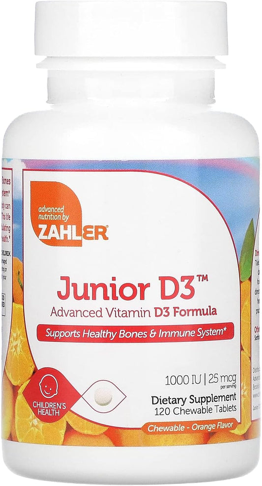 Zahler Junior D3 Vitamins 1000 IU - Chewable Vitamin -  120 Count.