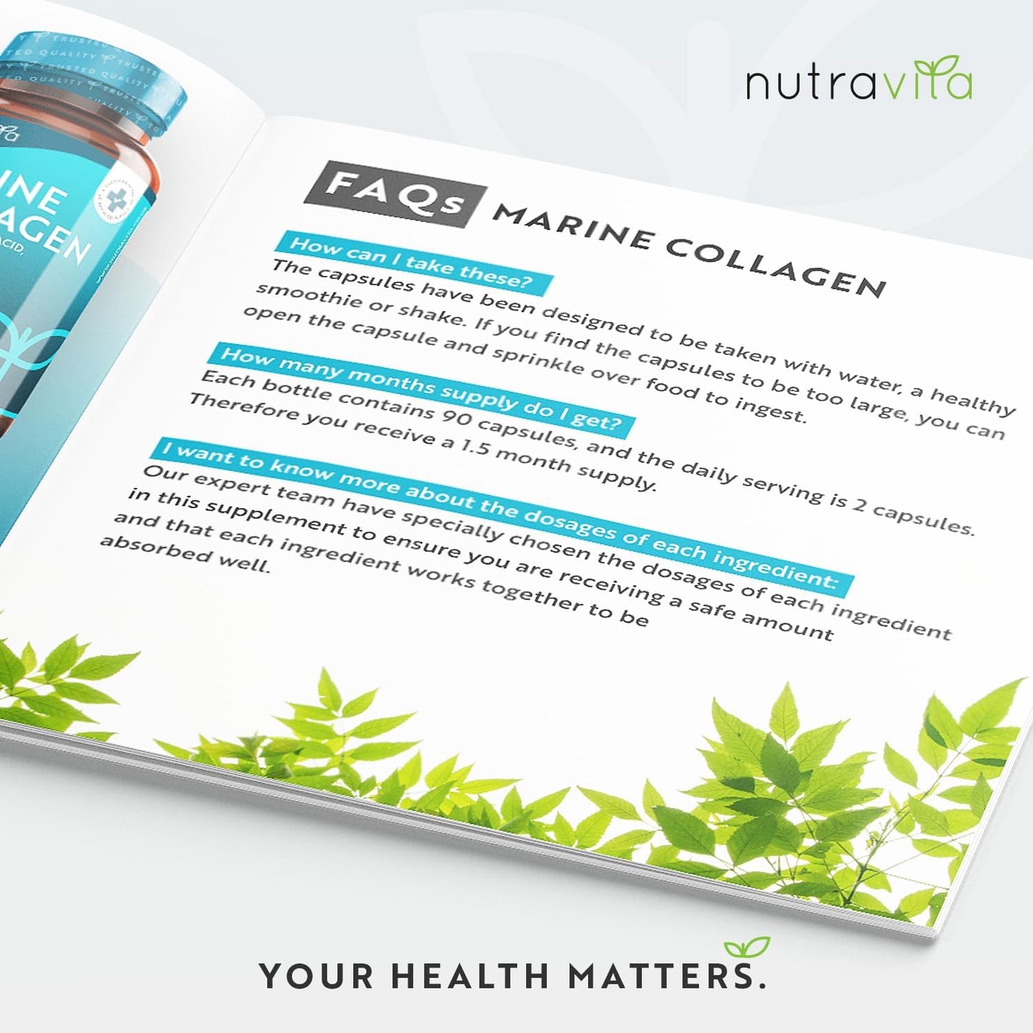 Marine Collagen  Hyaluronic Acid Vitamin C, Vitamin E - 90  Capsules