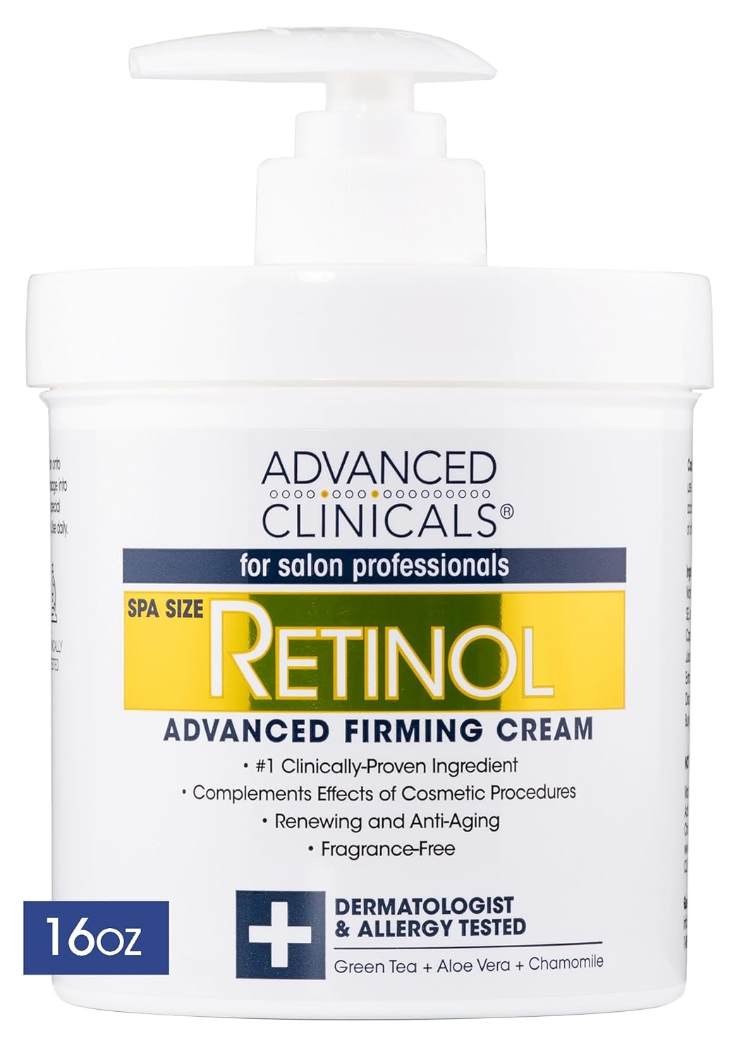 Advanced Clinicals Retinol Cream. Spa Size for Salon Professionals