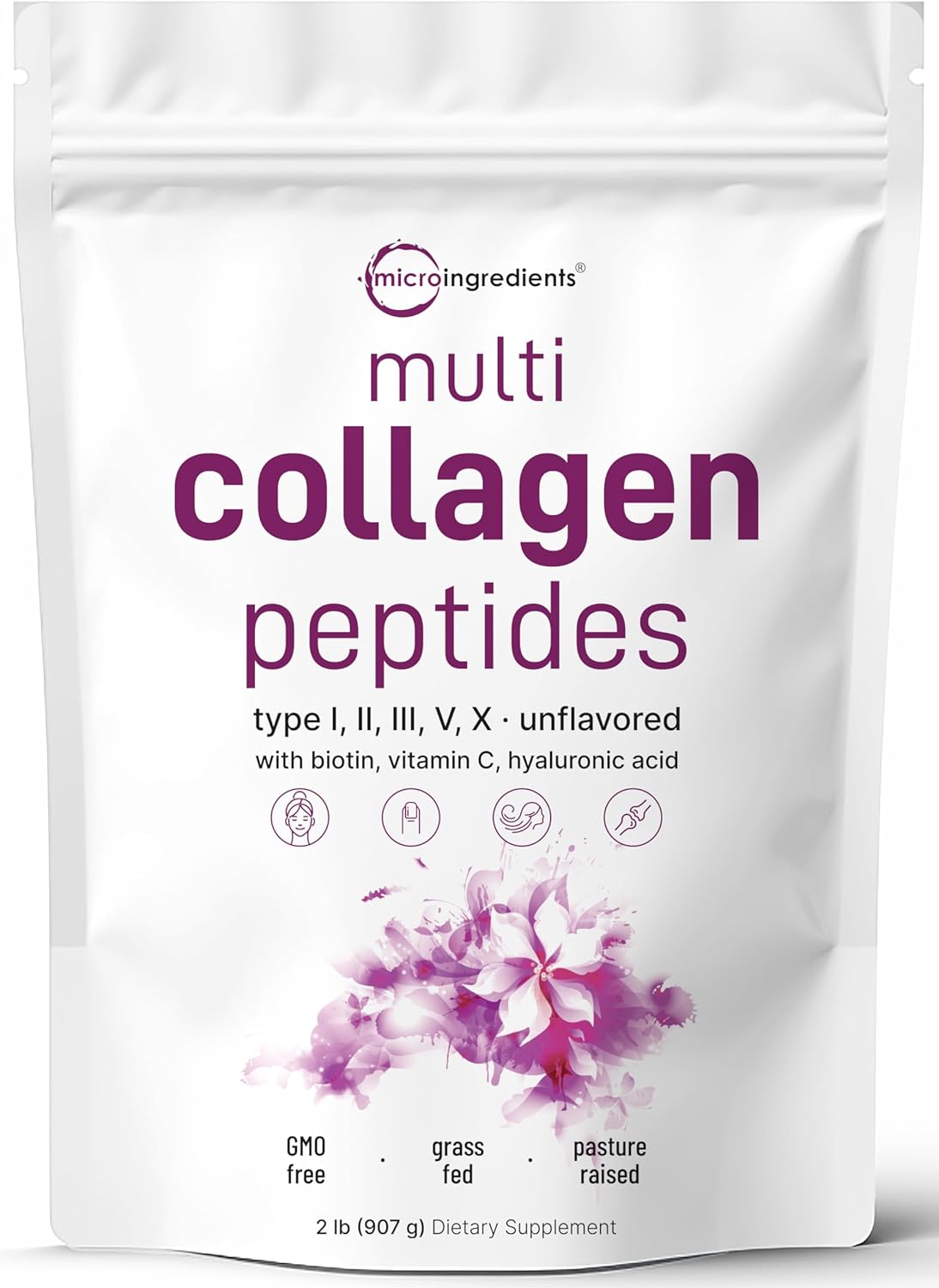 Multi Collagen Protein Powder, 2 Pounds – Type I,II,III,V,X