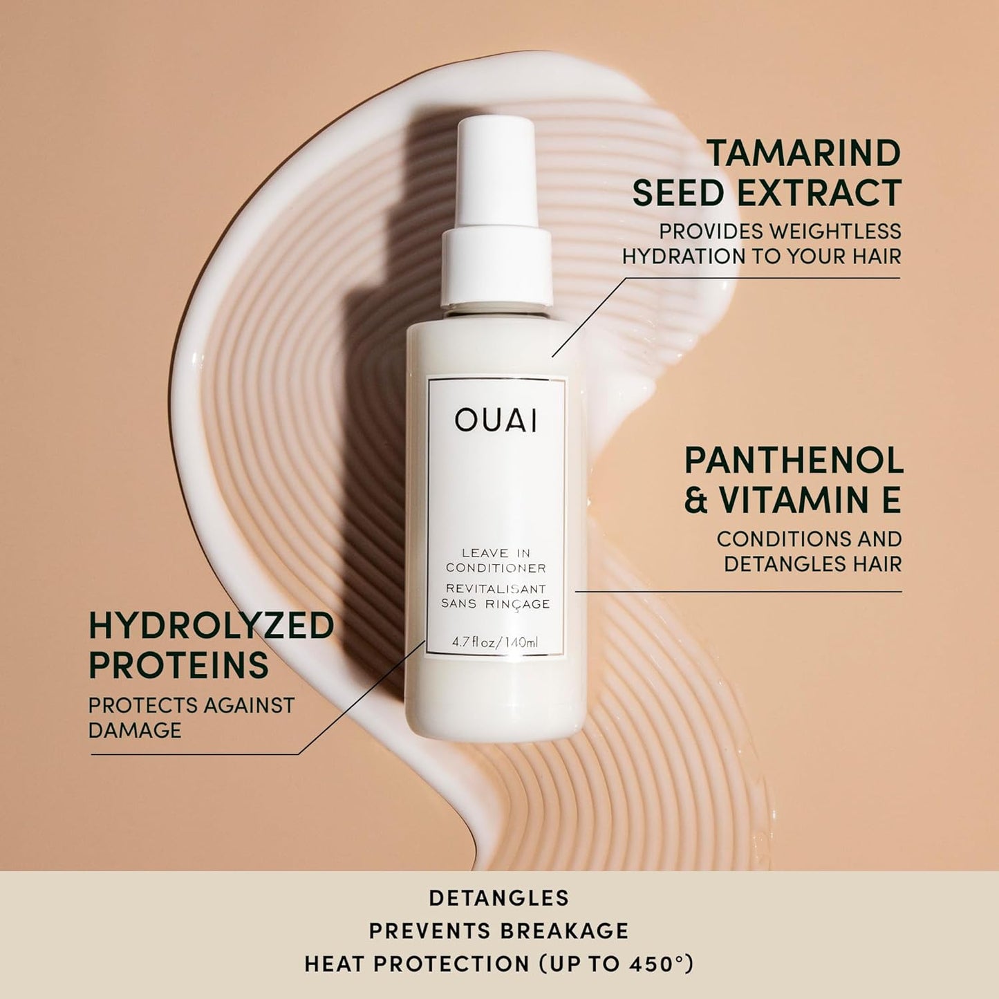 OUAI Leave In Conditioner & Heat Protectant Spray - Prime Hair for Style