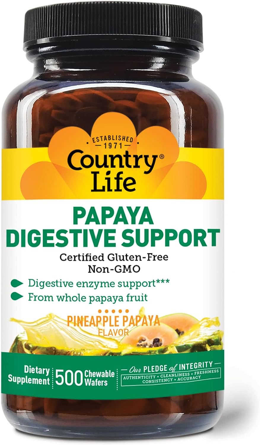 Country Life, Papaya Digestive Support  500 ct