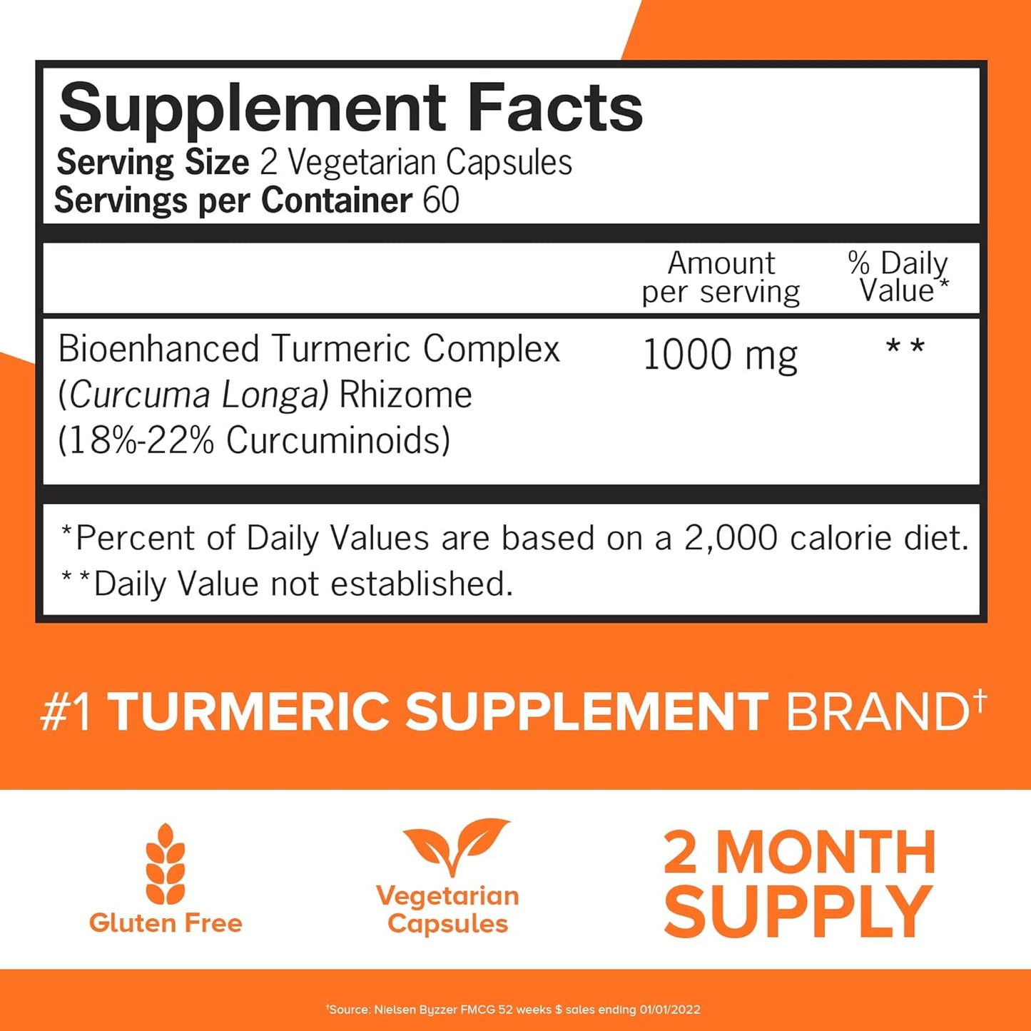 Qunol Turmeric Curcumin Supplement, Turmeric 1000mg With Ultra High Absorption, 120 count