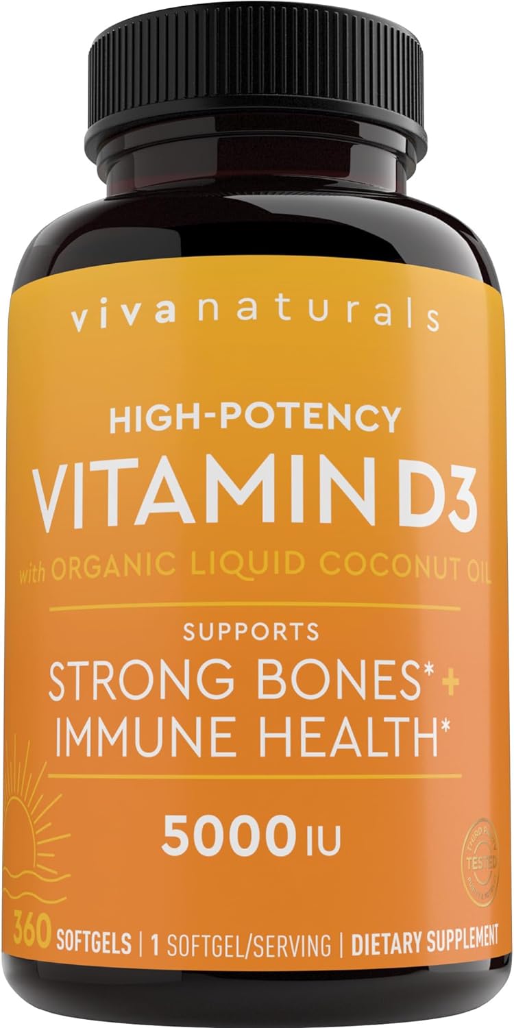 D3 Vitamin 5000 IU Softgels (125 mcg), 360 Softgels - High Potency Vitamin D Supplements