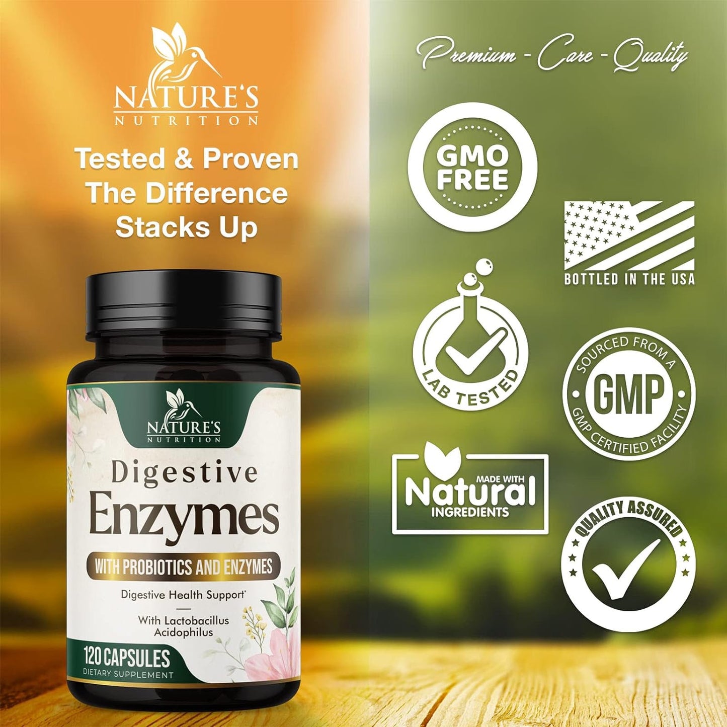 Digestive Enzymes with Probiotics and Bromelain  - 120 Capsules