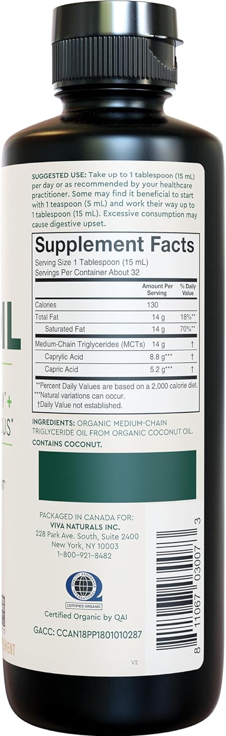 Viva Naturals Organic MCT Oil for Keto Coffee (16 fl oz)