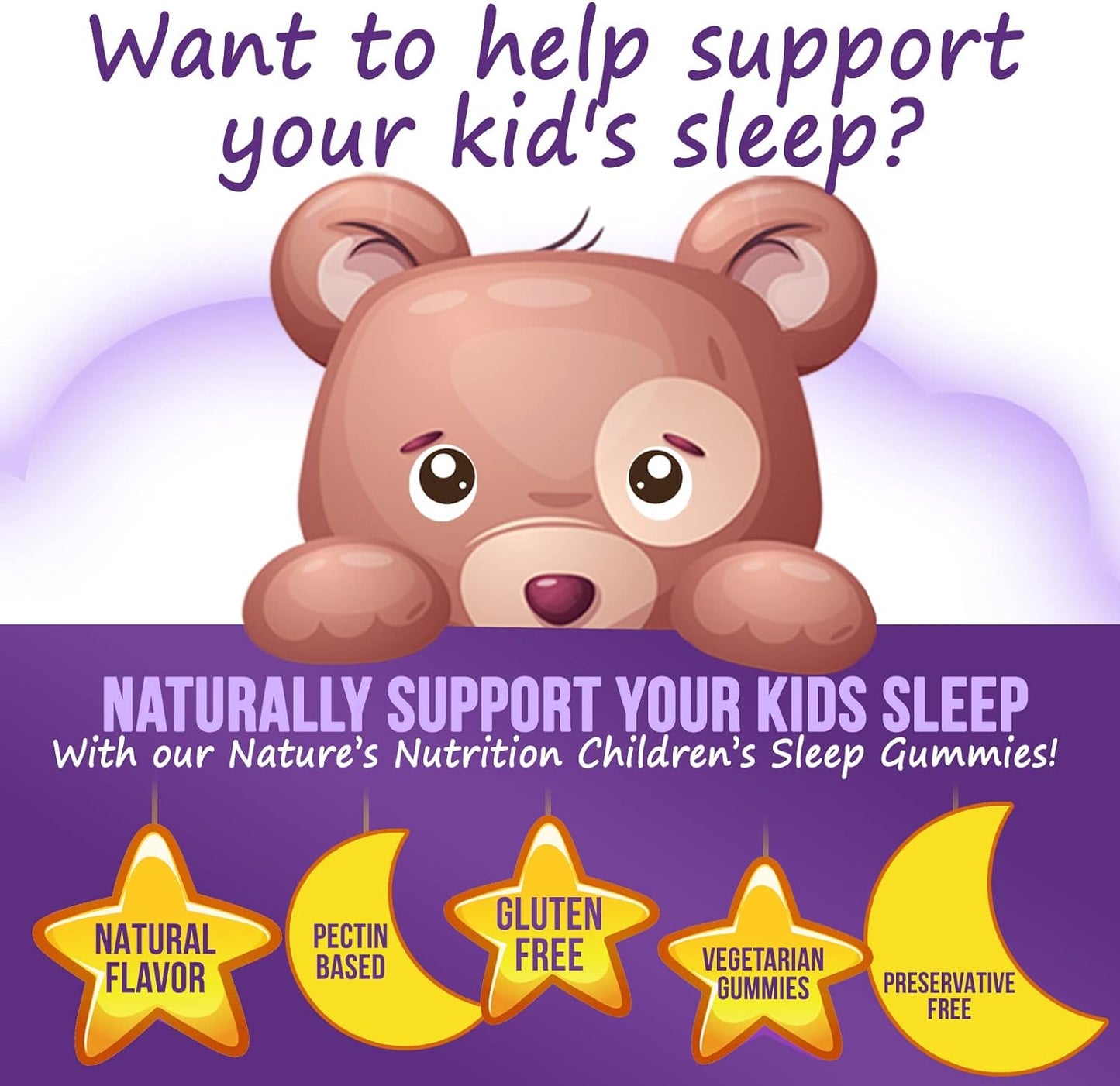 Kids Sleep Gummies, 2mg Melatonin, Nature's Effective  - 60 Gummies