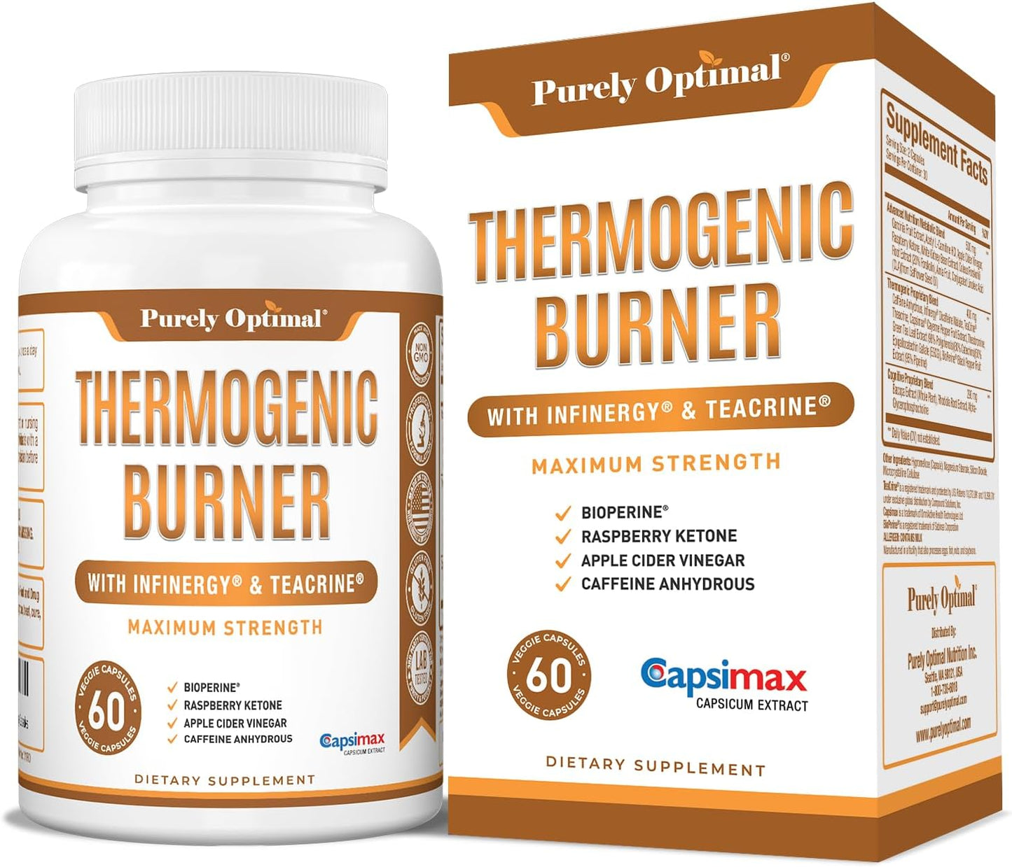 Premium Thermogenic Diet Pills - Weight Management Support - 60 Veggie Capsules