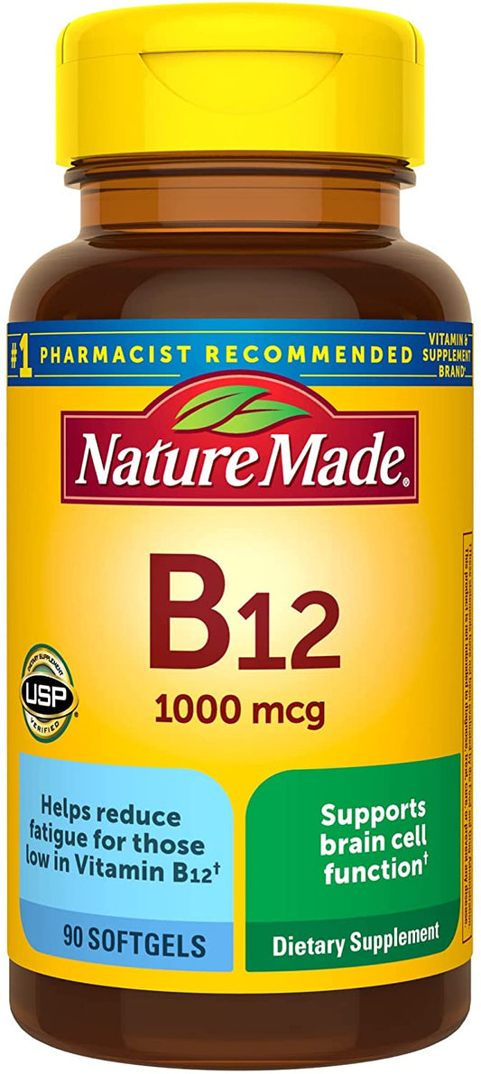 Nature Made Vitamin B12 1000 mcg, Dietary Supplement for Energy Metabolism Support 90 Softgels