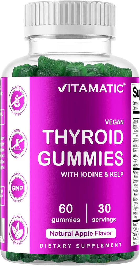 Vitamatic Vegan Thyroid Support Gummies with Iodine & Kelp - 60 Count