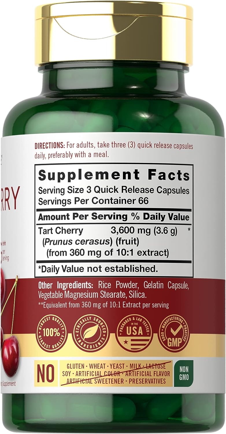 Carlyle Tart Cherry Extract Capsules  200 Count