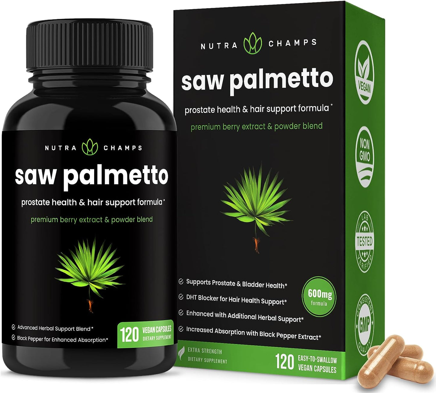 Saw Palmetto Supplement for Prostate Health [Extra Strength] 600mg Complex 120 count