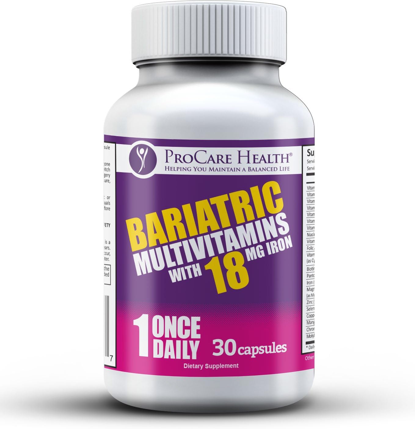 ProCare Health | Once Daily Bariatric Multivitamin - Capsule - 18mg Iron - 30ct