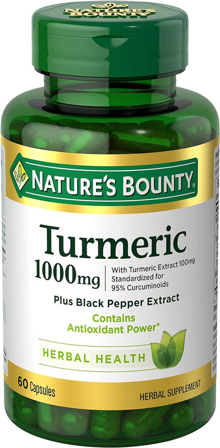 Nature's Bounty Turmeric With Black Pepper Extract, Supports Antioxidant Health, 1000mg, 60 Capsules