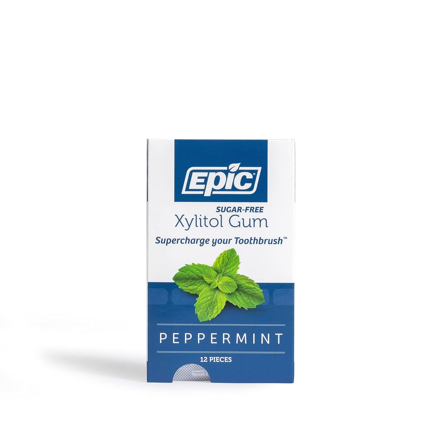 Epic Xylitol Chewing Gum - Sweetened w/Xylitol for Dry Mouth & Gum Health (Peppermint, 12-Piece Pack, 12 Packs)