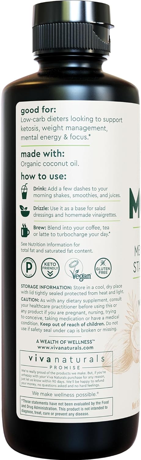 Viva Naturals Organic MCT Oil for Keto Coffee (16 fl oz)