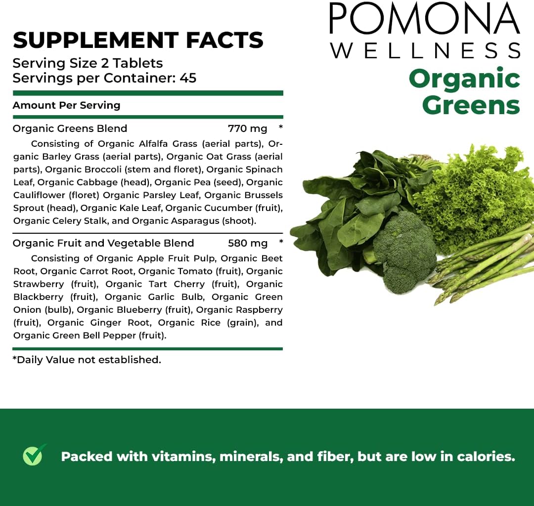 Pomona Wellness Super Greens Supplement,120 Tablets