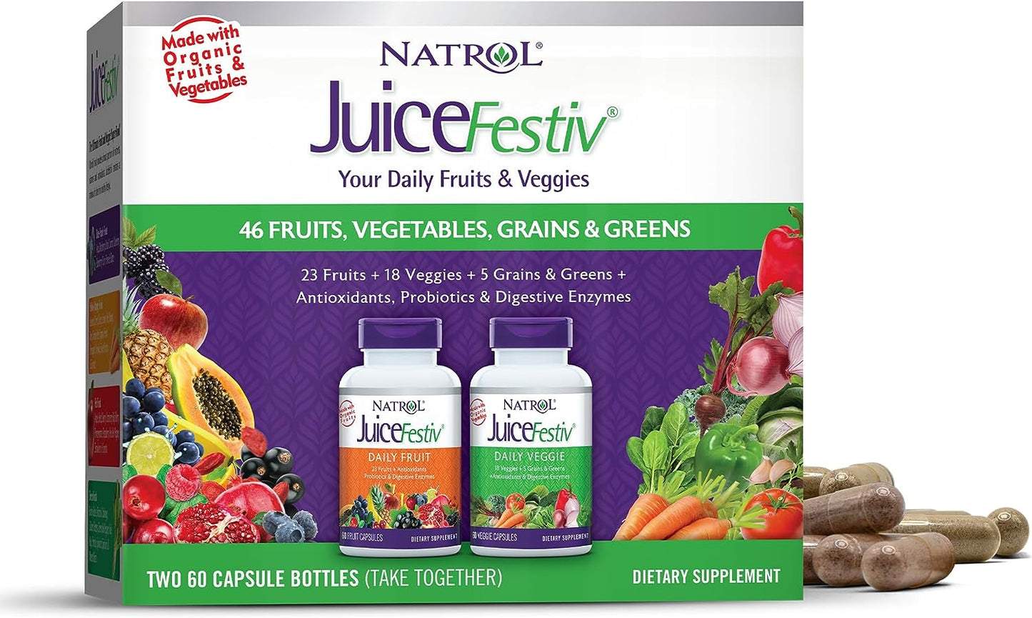 Natrol JuiceFestiv Daily Fruit & Veggie 60 Capsules (Pack of 2)