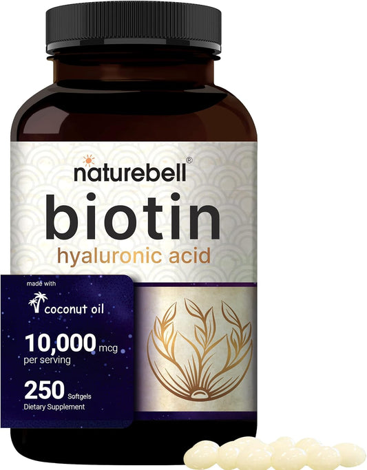 NatureBell Biotin  + Hyaluronic Acid  250 Coconut Oil Softgels