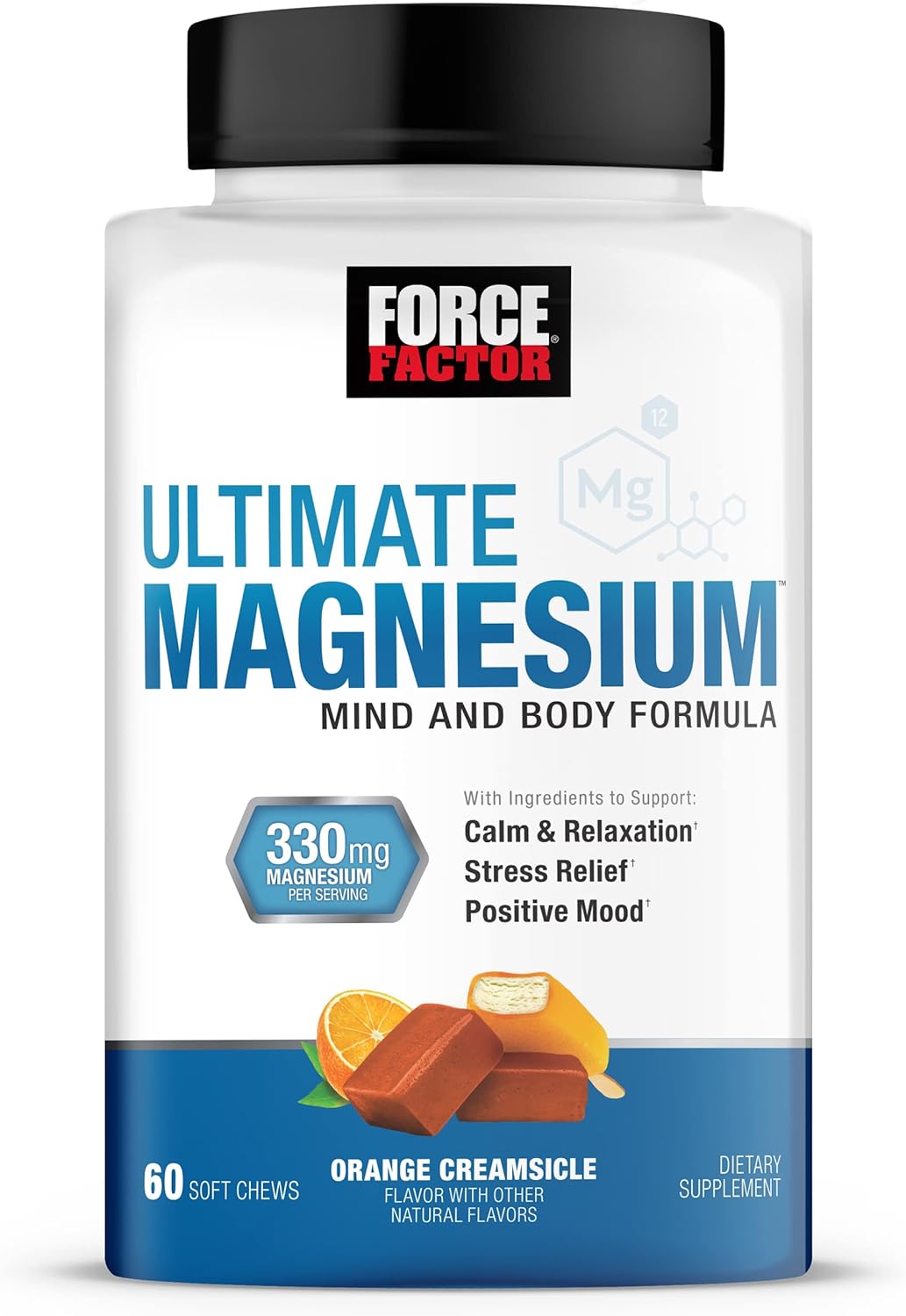 Force Factor Ultimate Magnesium Supplement, Magnesium for Sleep, Stress Relief 60 soft chews