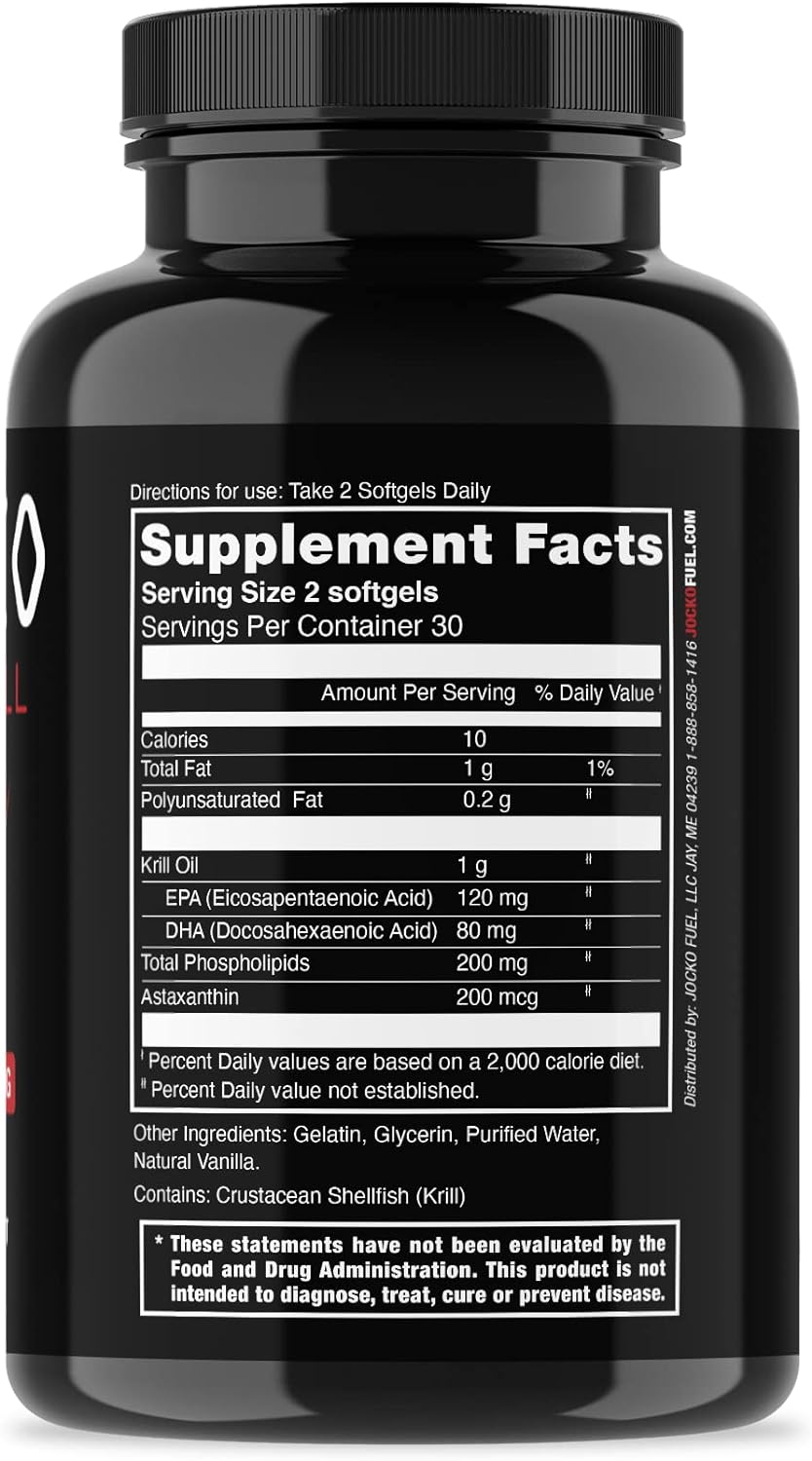 Jocko Fuel Antarctic Krill Oil Omega 3 Fatty Acid  DHA & EPA - 1000mg Softgels