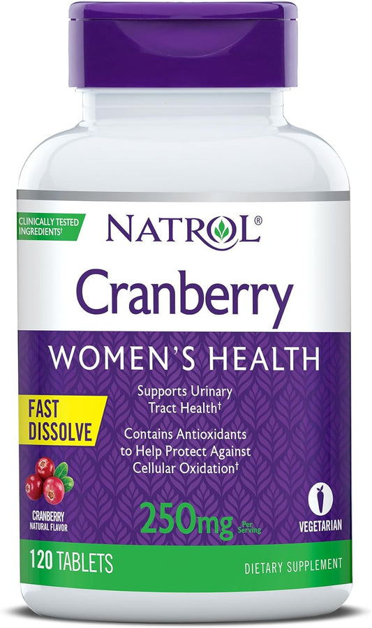 Natrol Cranberry Fast Dissolve Tablets, 250mg, Cranberry, 120 Count