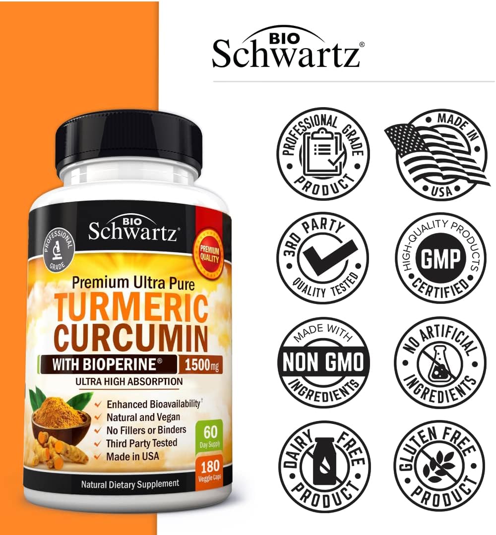 Turmeric Curcumin with Black Pepper Extract 1500mg 180 capsules