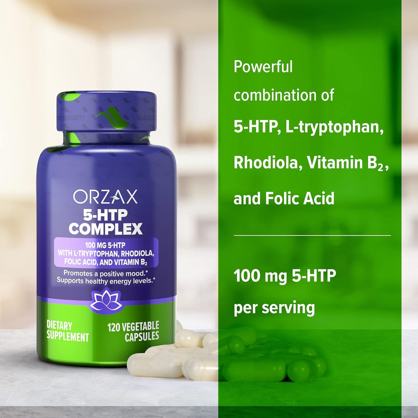 ORZAX 5 HTP 200mg Capsules -120 count