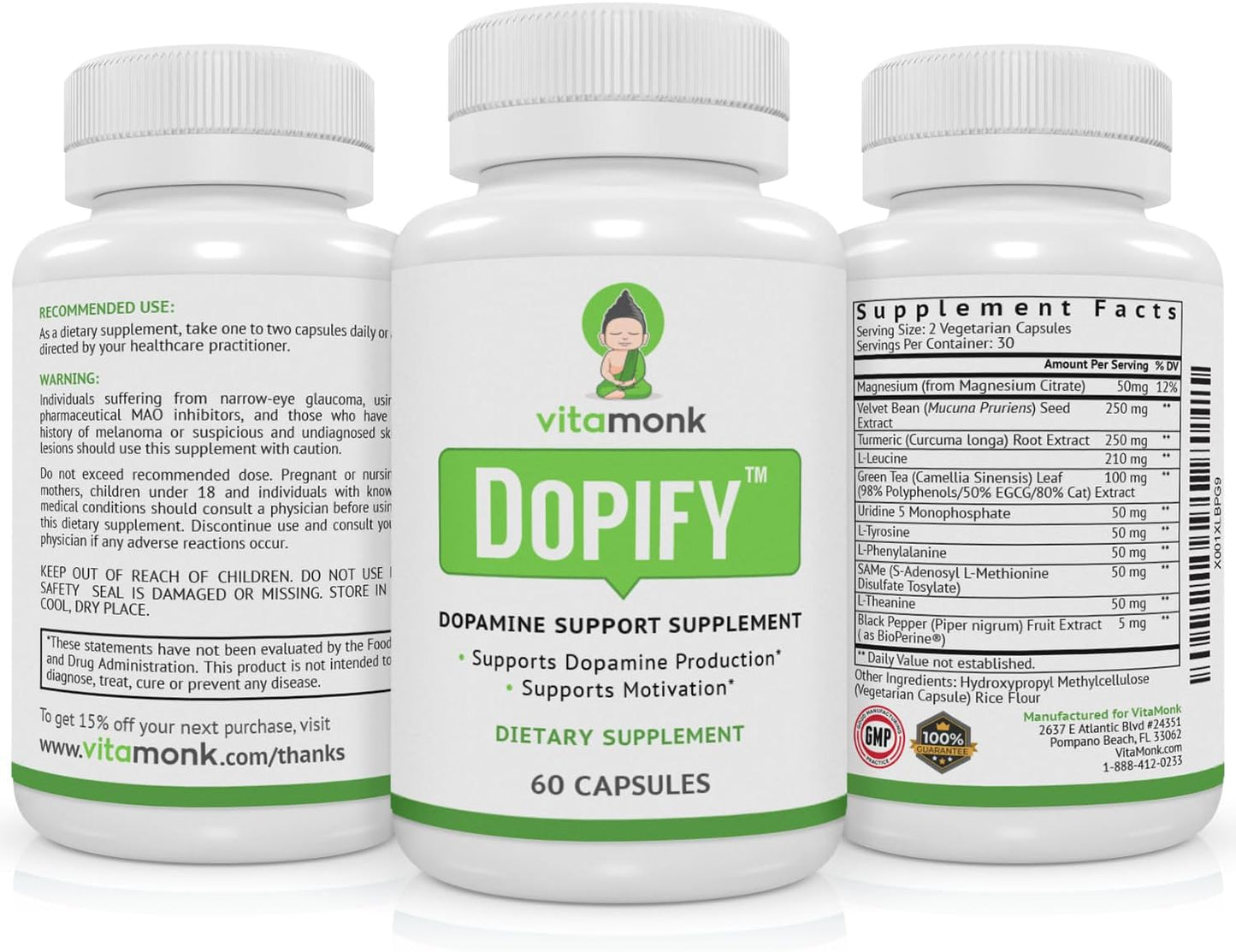 VitaMonk Dopify Dopamine Supplement 60 Capsules