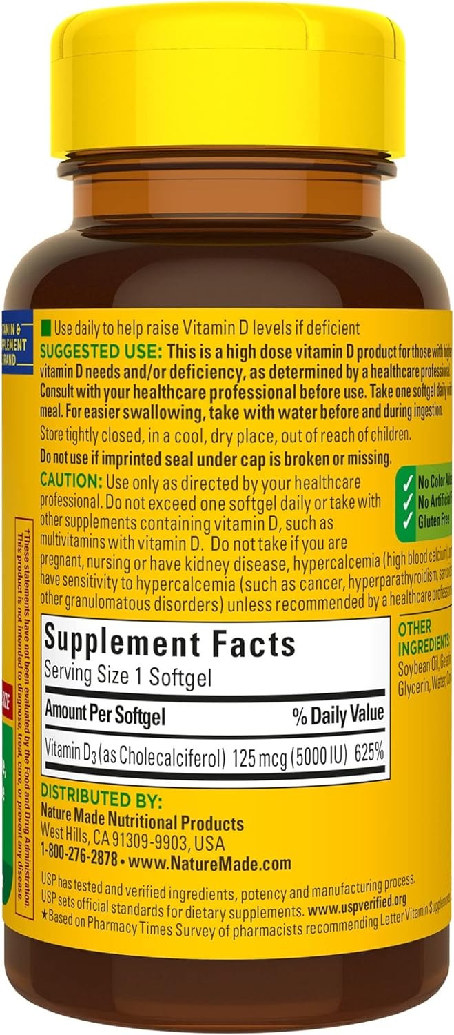 Nature Made Extra Strength Vitamin D3 5000 IU  180 Softgels