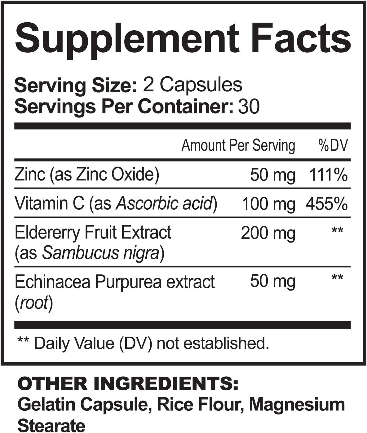 NutriFlair Zinc 50mg - with Vitamin C, Elderberry, 60 count