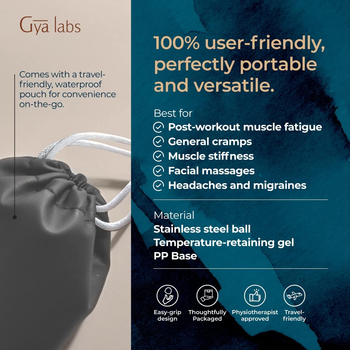 Gya Labs Cold Massage Roller Ball - 3-in-1 Recovery Tool