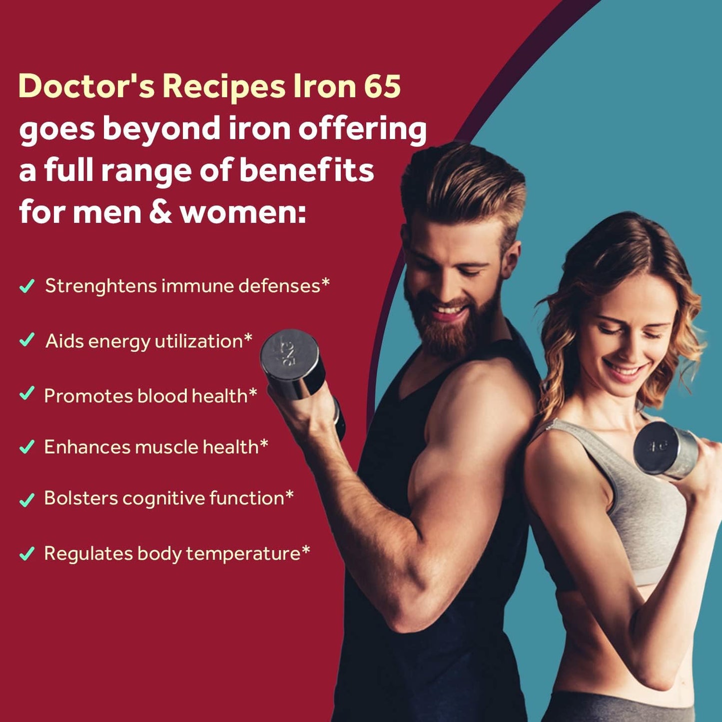 Doctor's Recipes Iron 65 mg Carbonyl Iron with Vitamin C - 60 tablets