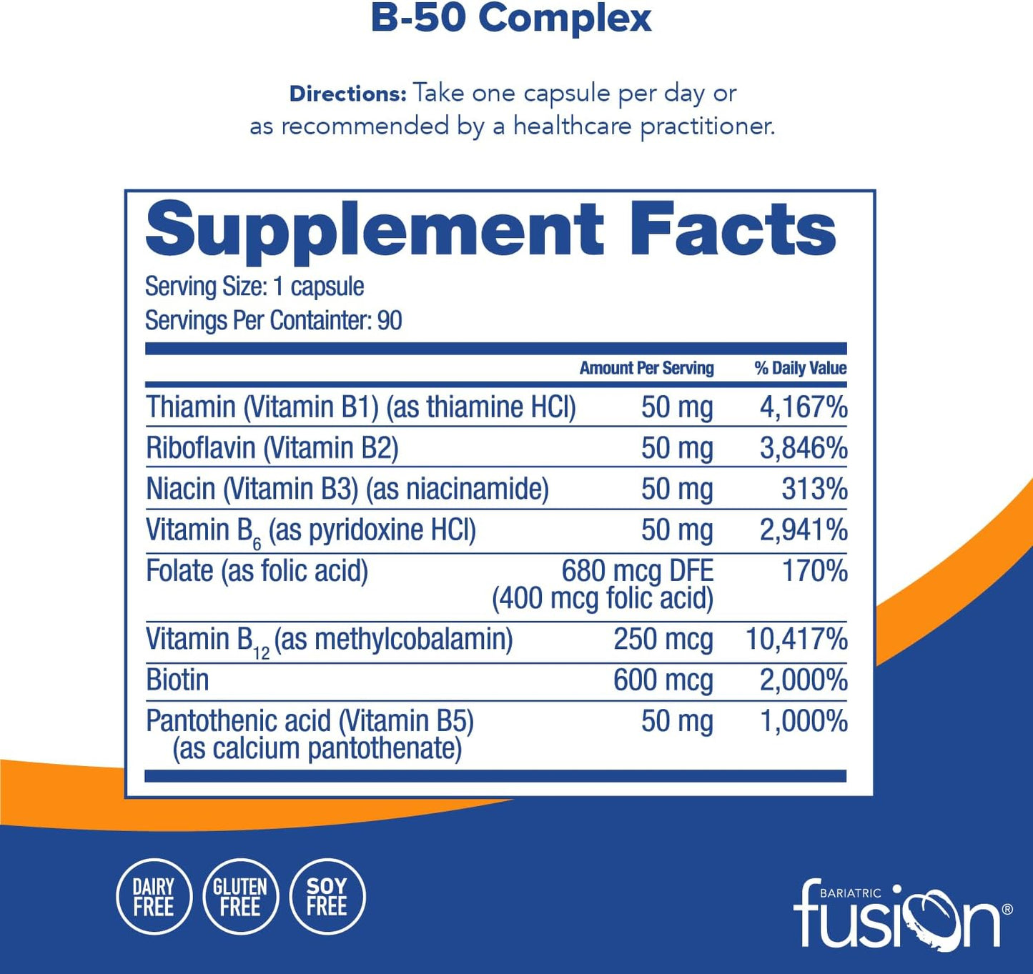 Bariatric Fusion Vitamin B-50 Complex - 90 Count