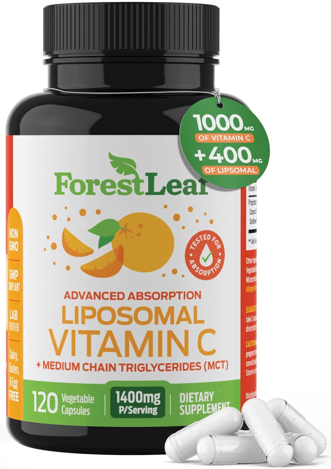 ForestLeaf Liposomal C - 1000mg Capsules -120 count