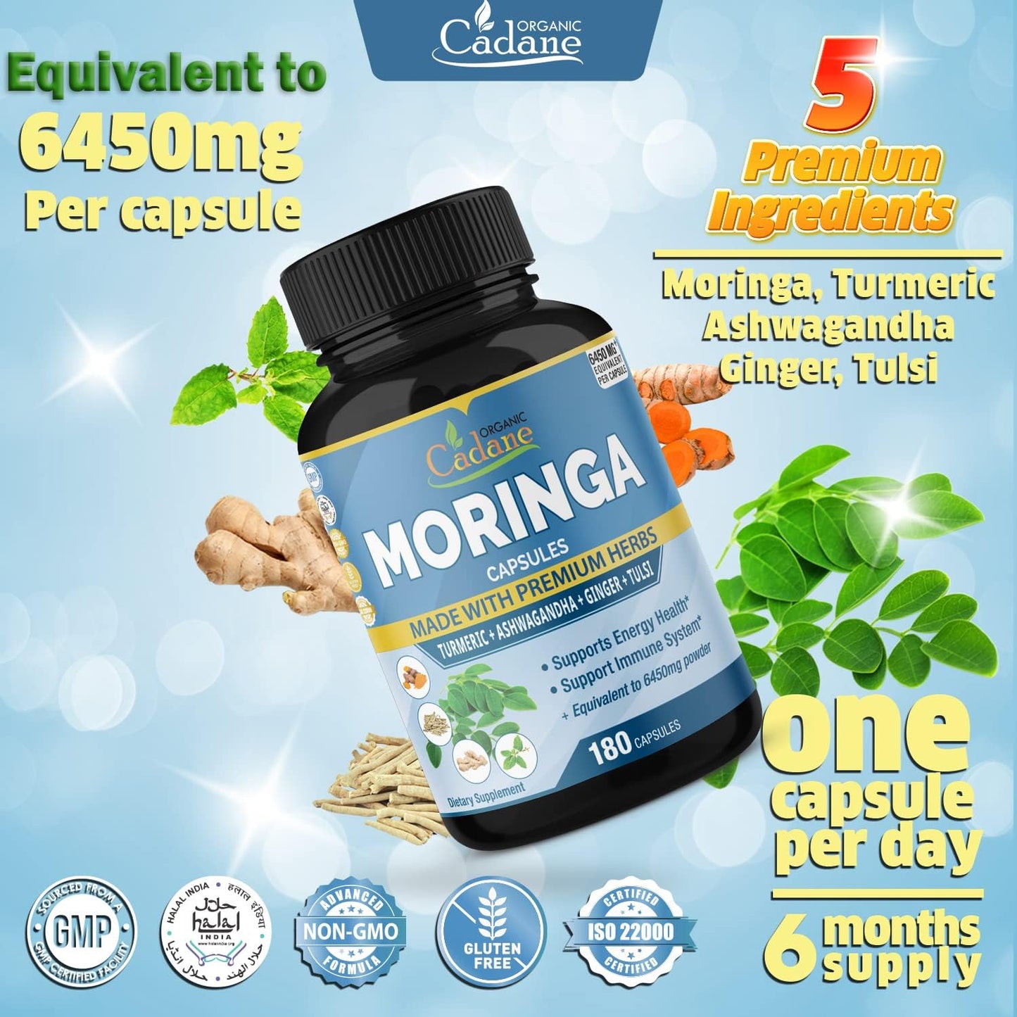 Organic Moringa Extract Capsules 180 Capsules