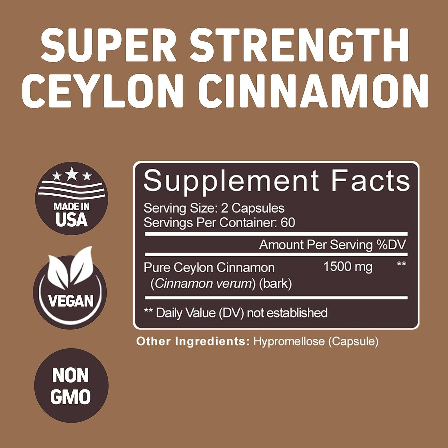 Premium Ceylon Cinnamon Capsules - Effective Cinnamon Pills for Enhanced Well-Being ,120 count