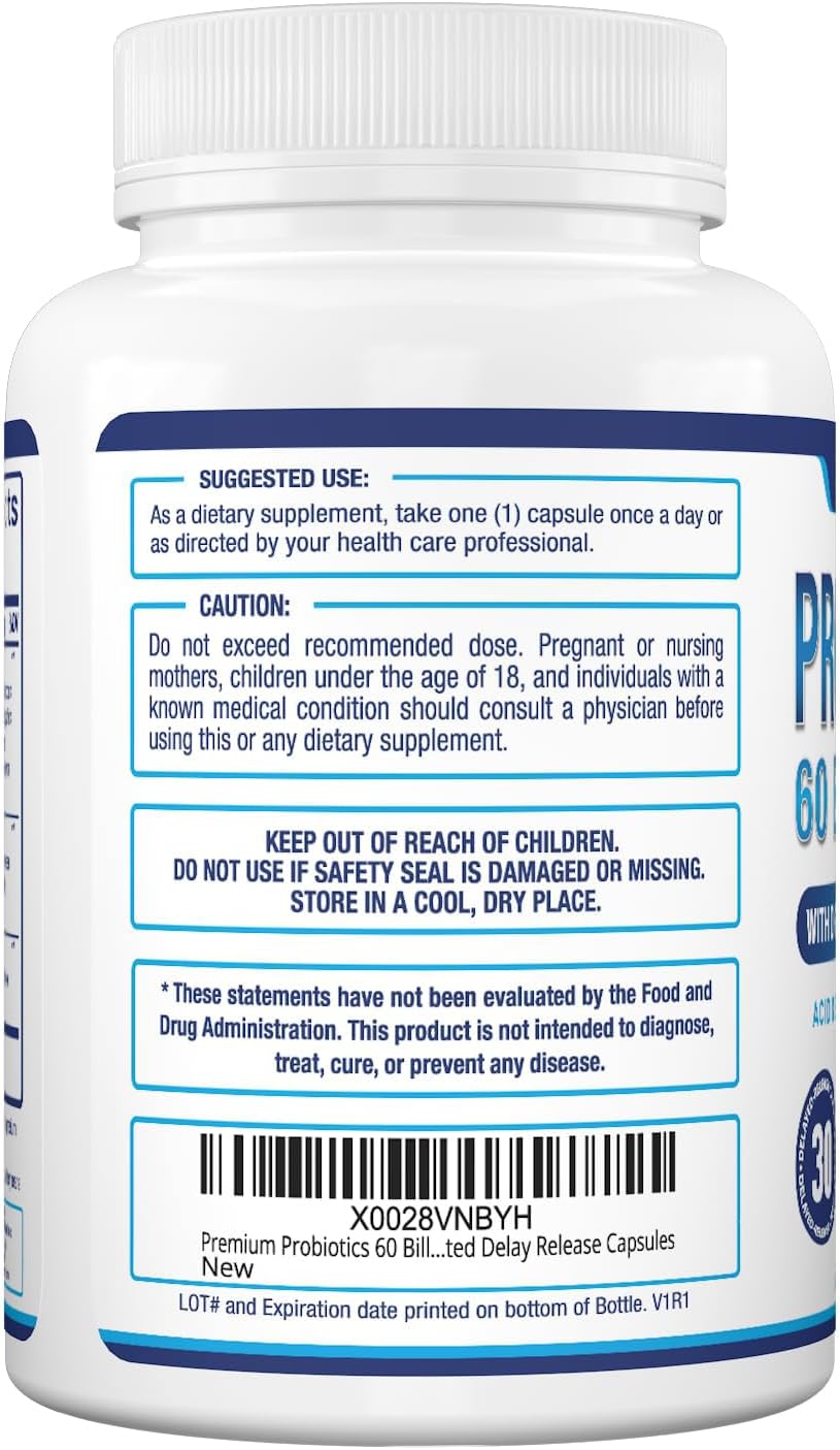 Purely Optimal Premium Probiotics 60 Billion CFU w/Organic Prebiotics & Digestive Enzymes