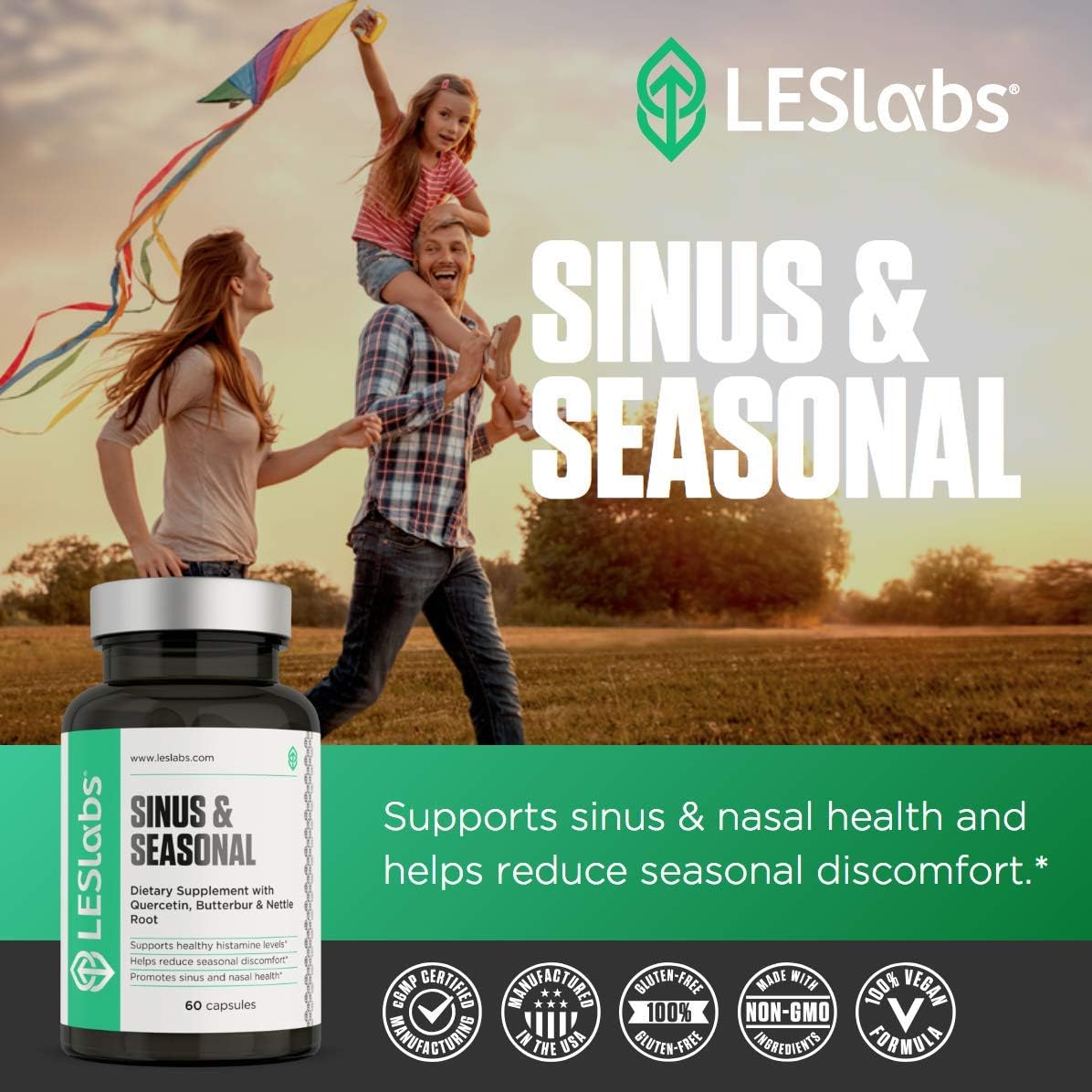 LES Labs Sinus & Seasonal – Sinus Relief, Nasal Health,60 Capsules