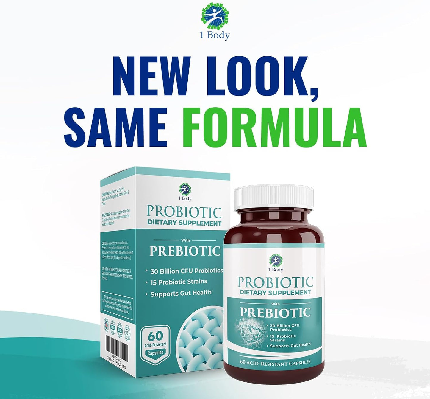 30 Billion CFU Probiotic Supplement with Prebiotics 60 Capsules