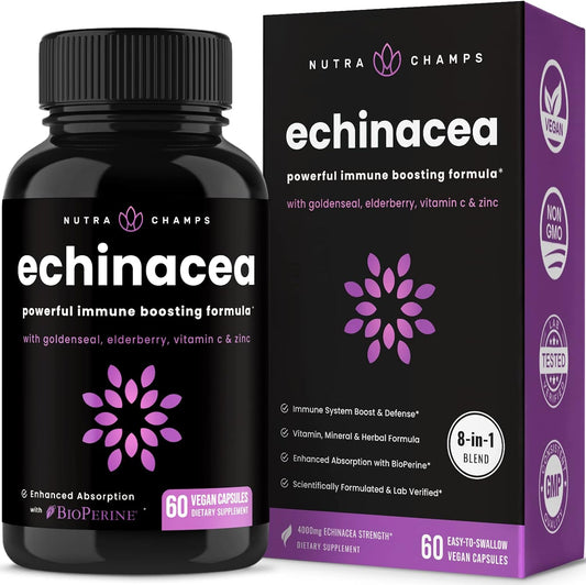 Echinacea Goldenseal 1000mg with Elderberry, Vitamin C, Zinc & Ginger 60 count