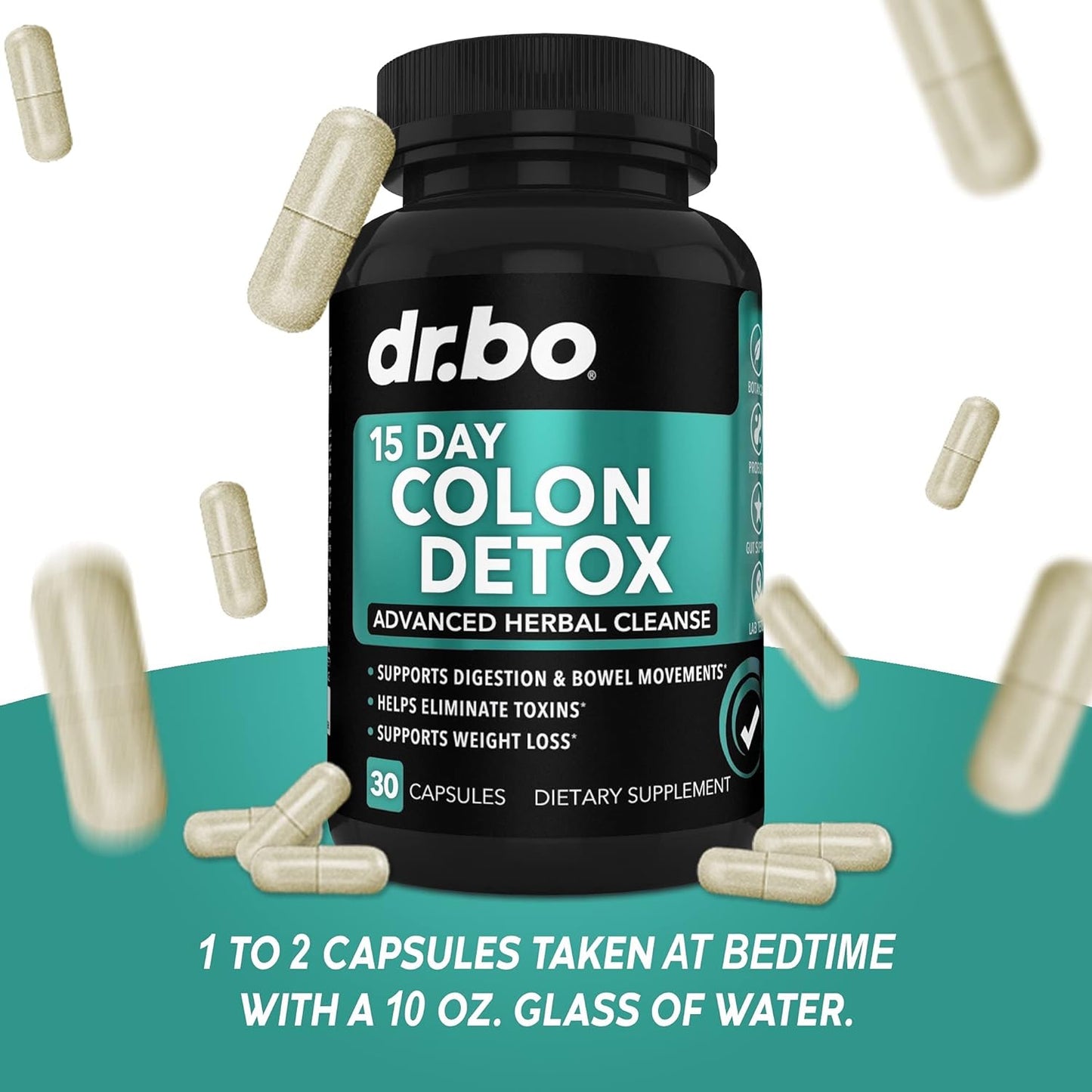 Colon Cleanser Detox for Weight Flush - 15 Day Intestinal Cleanse Pills & Probiotic - 30 capsules