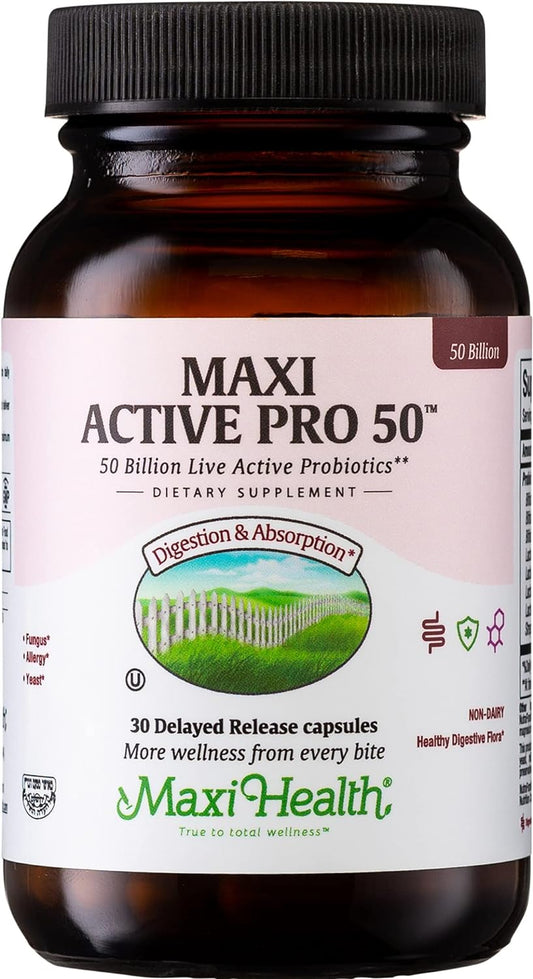 Maxi Health  Active Pro-50  Billion Live Active Probiotic 30 Count