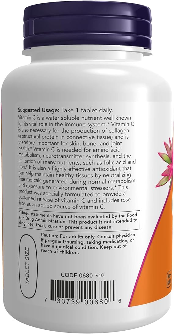 Vitamin C-1,000 with Rose Hips, Sustained Release, Antioxidant Protection*, 100 Tablets