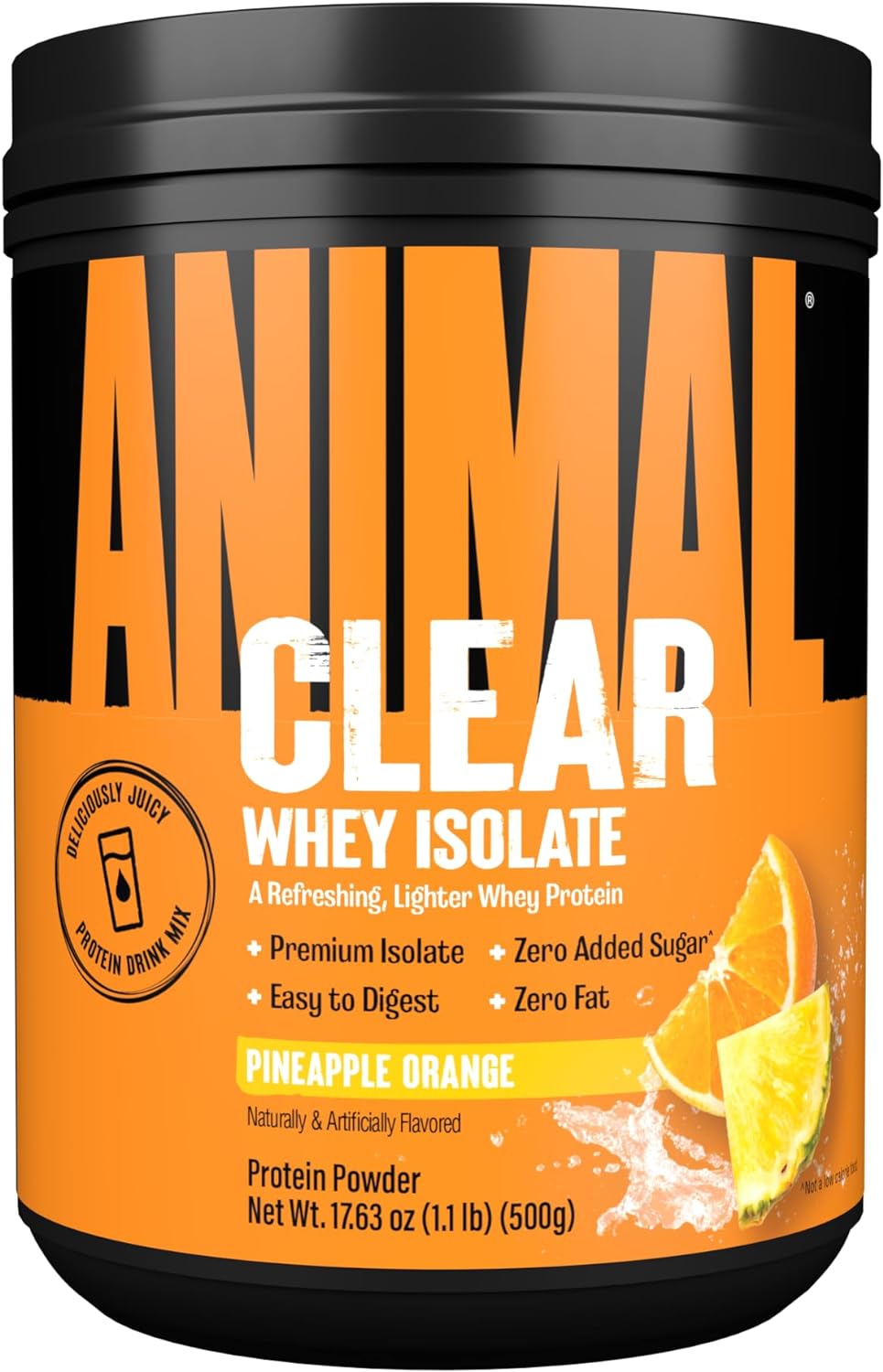 Clear Whey Isolate Protein Powder -  Easy to Digest and Mix, 5g BCAA,Pineapple Orange 500g