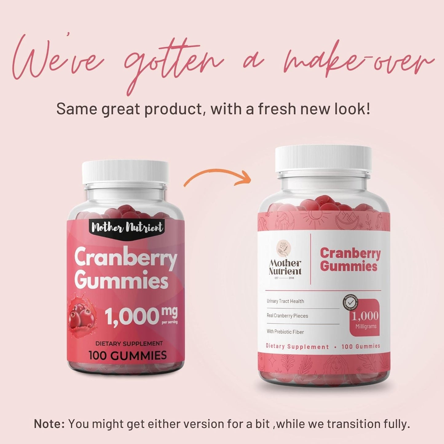 Cranberry Gummies for Women and Kids 1,000mg of Pure Cranberry -100 gummies